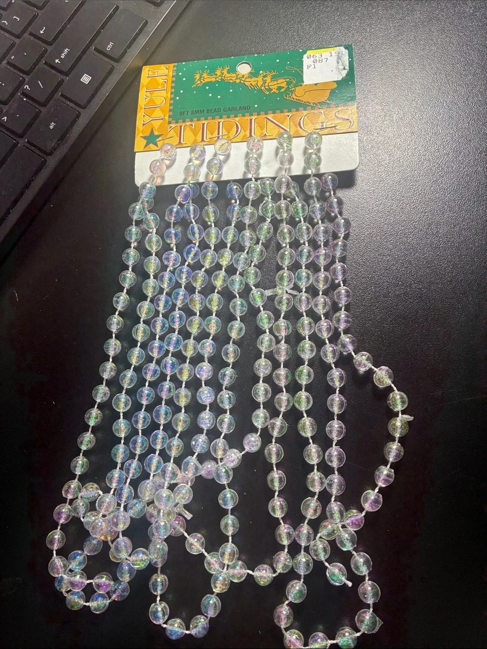 Yule Tidings multicolored translucent garland beads